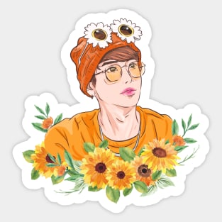 Seunnie in orange with flower Sticker